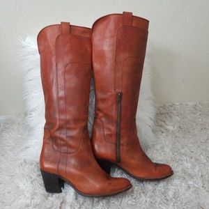 Frye Vintage Jackie Tall Riding Boots Cognac Leather size 8.5